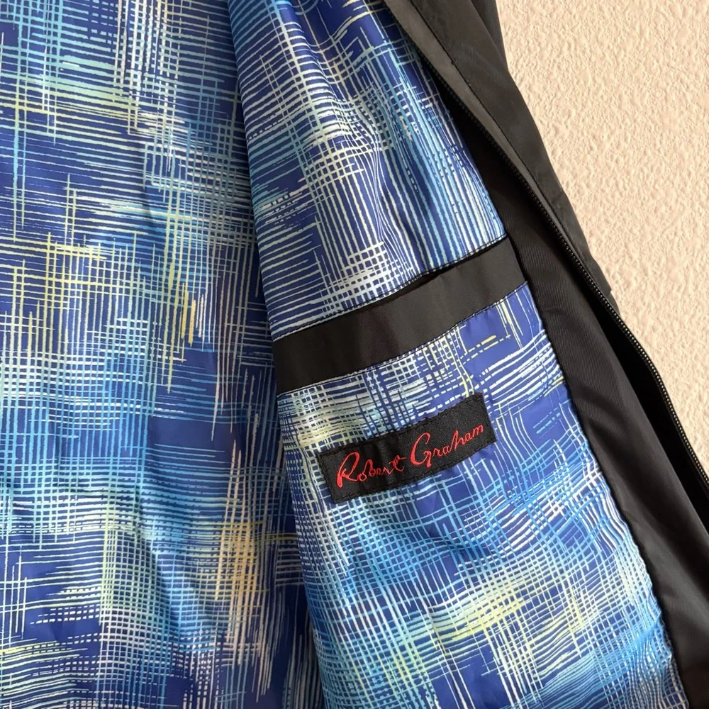 NWT Robert Graham Windbreaker Jacket Coat Full-Zip Hooded Men’s Medium Black